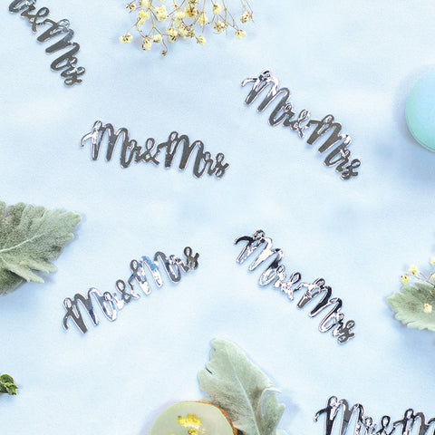 Foil JUMBO Confetti MR & MRS Silver 15 Pack #FS410070