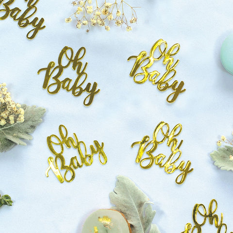 Foil JUMBO Confetti OH BABY Gold 15 Pack #FS410031