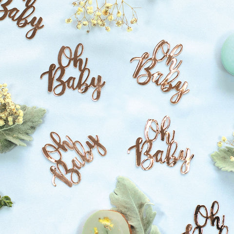 Foil JUMBO Confetti OH BABY Rose Gold 15 Pack #FS410032