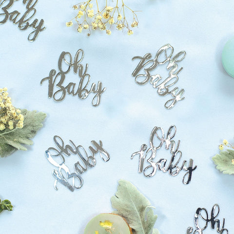 Foil JUMBO Confetti OH BABY Silver 15 Pack #FS410030