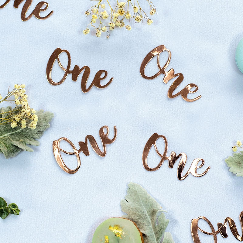 Foil JUMBO Confetti ONE Rose Gold 20 Pack #FS410012