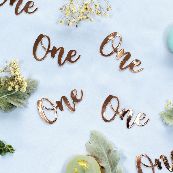 Foil JUMBO Confetti ONE Rose Gold 20 Pack #FS410012