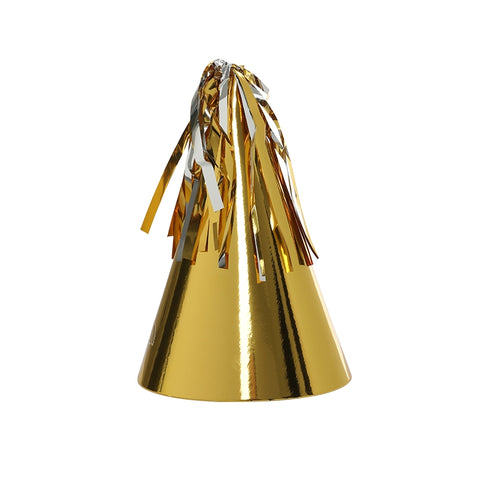 Party HAT With Paper Tassel METALLIC GOLD 10pk #FS6150MGP