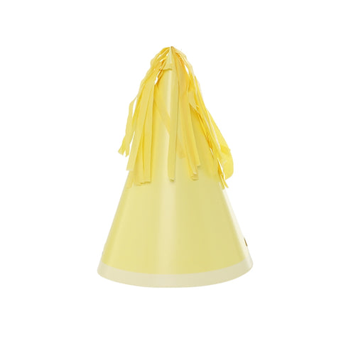 Party HAT With Paper Tassel PASTEL YELLOW 10pk #FS6150PYP