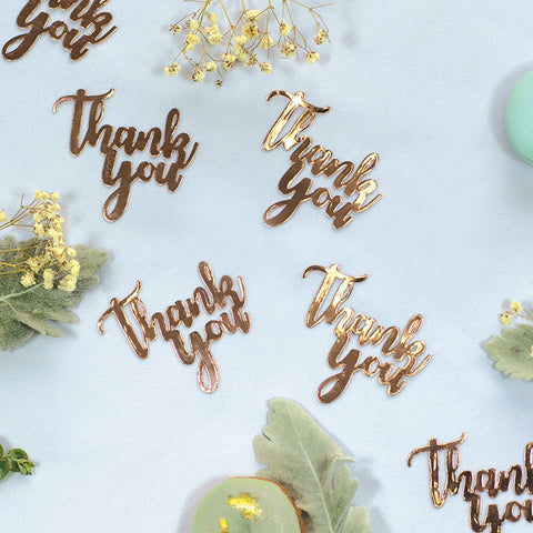 Foil JUMBO Confetti THANK YOU Rose Gold 15 Pack #FS410082