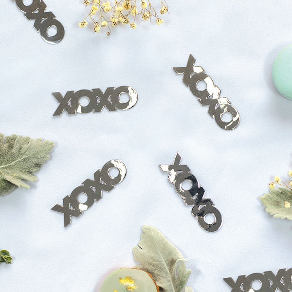 Foil JUMBO Confetti XOXO Silver 20 Pack #FS410060