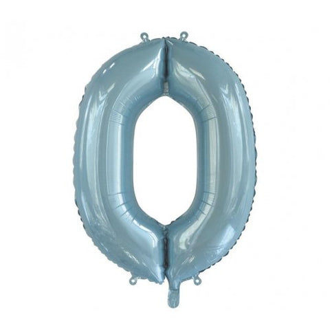 86cm Foil Number Zero Light Blue #AP213750 - Each (Pkgd.)