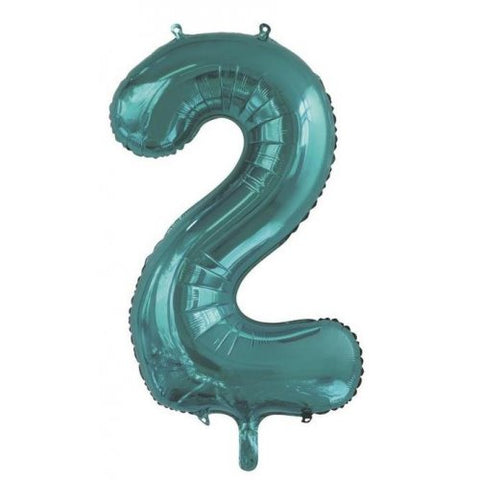 86cm Foil Number Two Teal #AP213812- Each (Pkgd.)