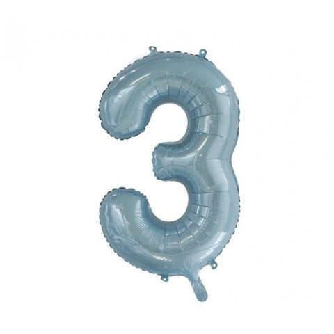 86cm Foil Number Three Light Blue #AP213753 - Each (Pkgd.)