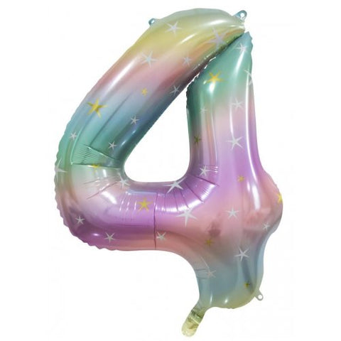 86cm Foil Number Four Pastel Rainbow #AP213794 - Each (Pkgd.)