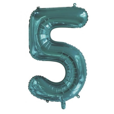 86cm Foil Number Five Teal #AP213815 - Each (Pkgd.)