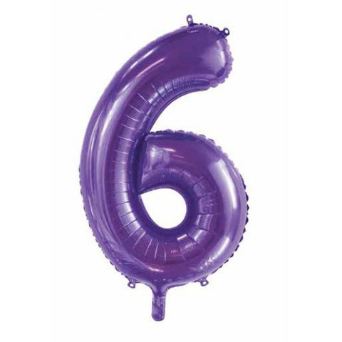 86cm Foil Number Six Purple  213846 - Each (Pkgd.)