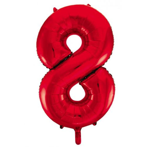86cm Foil Number Eight Red #AP213828 - Each (Pkgd.)