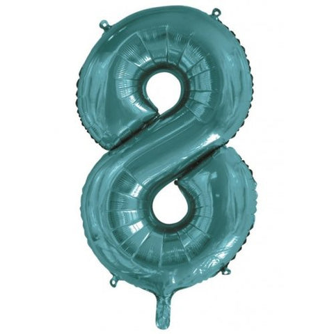86cm Foil Number Eight Teal #AP213818 - Each (Pkgd.)