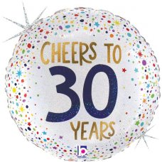 45cm Round Foil Balloon Cheer to 30 Years #G26214GHP - Each (Pkgd.)