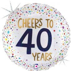 45cm Round Foil Balloon Cheer to 40 Years #G26215GHP - Each (Pkgd.)