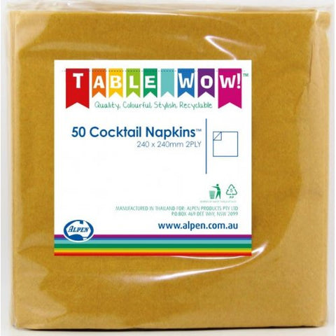 Napkins COCKTAIL Gold 50pk #AP380081