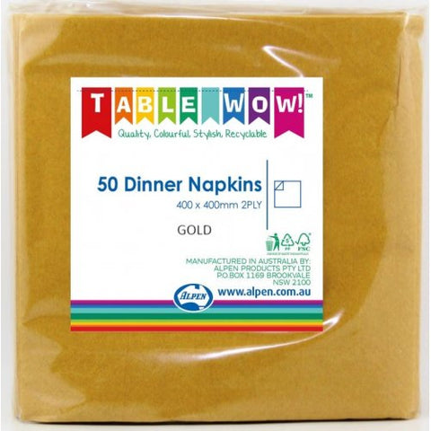 Napkins DINNER Gold 50pk #AP380231