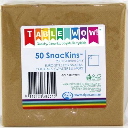SNACKIN Napkins GOLD 50 Pack #A380031