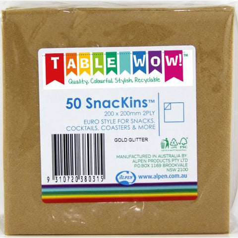 SNACKIN Napkins GOLD 50 Pack #A380031