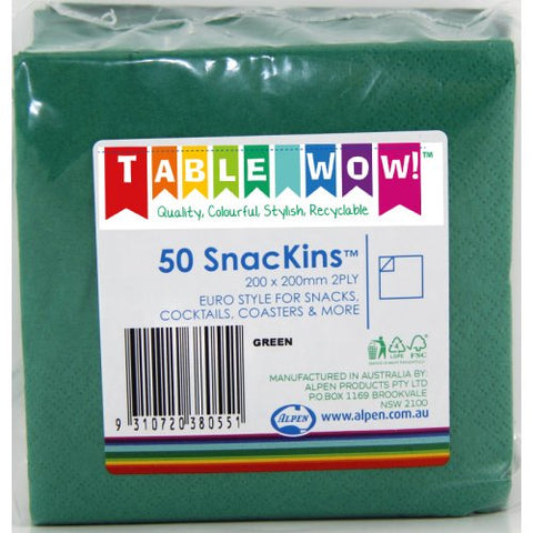 SNACKIN Napkins GREEN 50 Pack #A380055