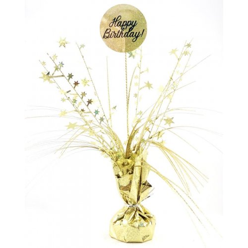 Happy Birthday Holographic Gold Centrepiece 165g #AP207304 Each