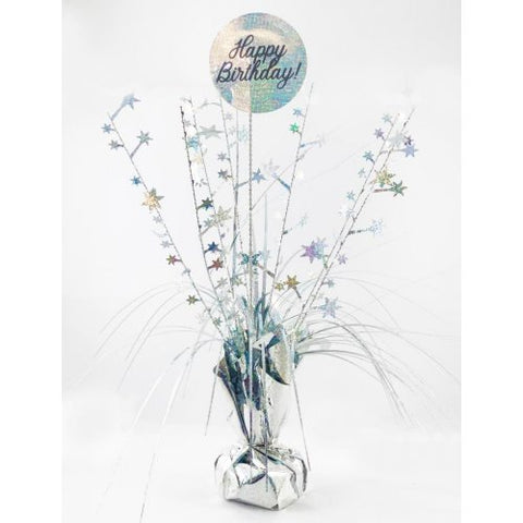 Happy Birthday Holographic Silver Centrepiece 165g #AP207300 Each