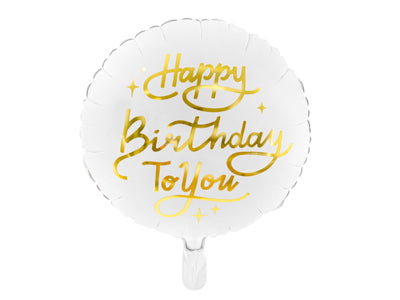Foil Balloon Happy Bday to You White/Gold 35cm #FS2658