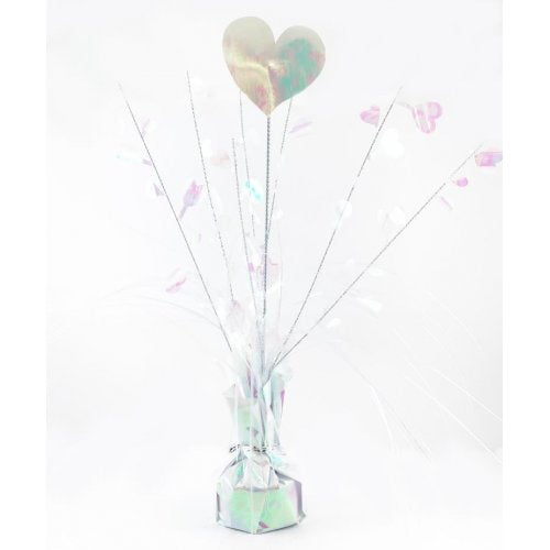 Iridescent White HEART Centrepiece 165g #AP207353 Each