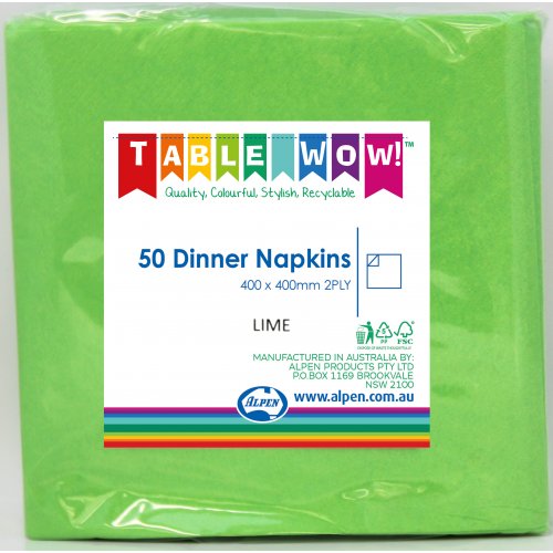 Napkins DINNER Lime 50pk #AP380222