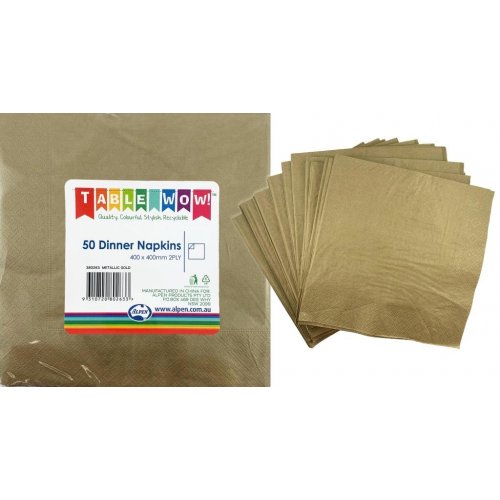 Napkins DINNER Metallic Gold 50pk #AP380263