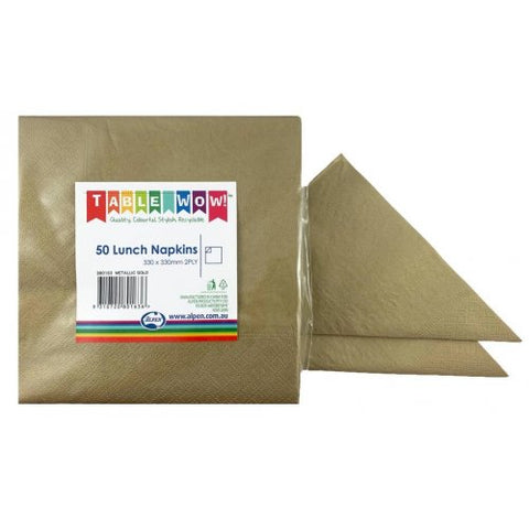 Napkins LUNCH Metallic GOLD 50pk 2Ply #AP380163