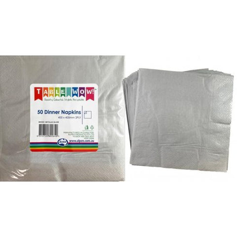 Napkins DINNER Metallic Silver 50pk #AP380264