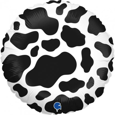 45cm Round Foil Balloon Moo Moo Black & White COW #G78085 - Each (Pkgd.)