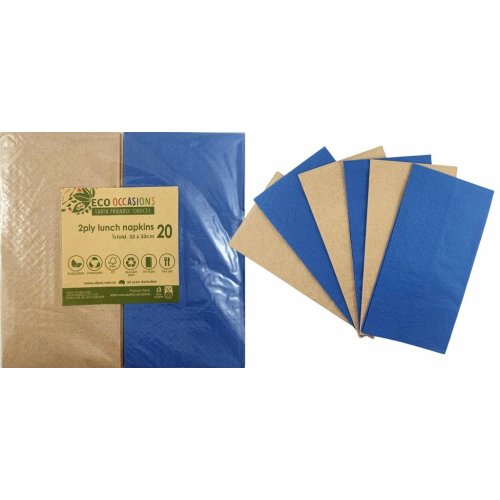 Napkins Lunch 1/8 Fold DARK BLUE & KRAFT P20 #AP401616