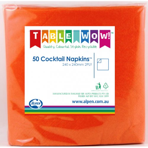 Napkins COCKTAIL Orange 50pk #AP380086