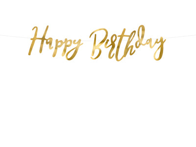 62cm Banner - Happy BIRTHDAY Gold Cursive #FS26019