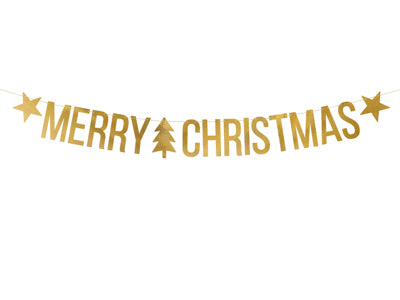 Banner Merry CHRISTMAS Stars Gold #FS253019