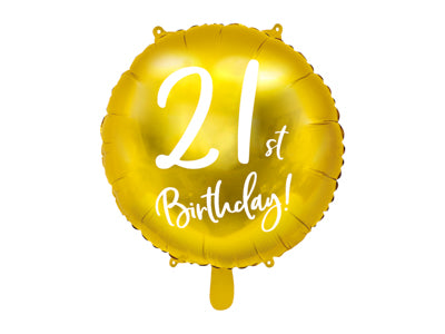 Foil Balloon 21st Birthday Gold 45cm #FS262421019