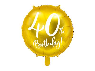 Foil Balloon 40th Birthday Gold 45cm #FS262440019