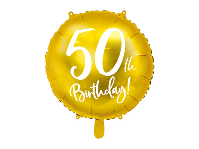 Foil Balloon 50th Birthday Gold 45cm #FS262450019