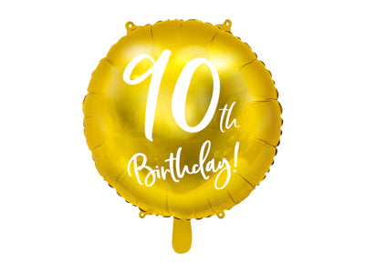 Foil Balloon 90th Birthday Gold 45cm #FS262490019