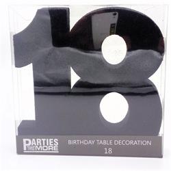 Centrepiece Foam Glitter Number 18 Black #PM630318-BK - Each