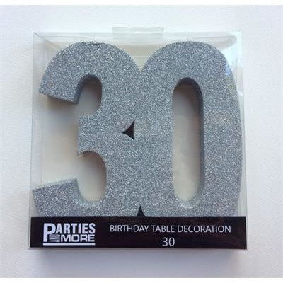 Centrepiece Foam Glitter Number 30 Silver #22CP30S - Each