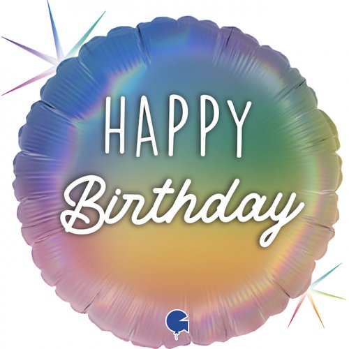 45cm Round Foil Balloon Pastel Rainbow BIRTHDAY #G78040RH- Each (Pkgd.)
