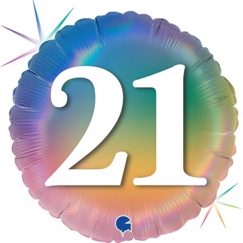45cm Round Foil Balloon Pastel Rainbow Age 21 #G78133RH - Each (Pkgd.)