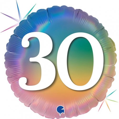 45cm Round Foil Balloon Pastel Rainbow Age 30 #G78134RH - Each (Pkgd.)