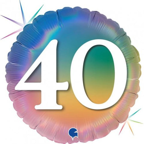 45cm Round Foil Balloon Pastel Rainbow Age 40 #G78135RH - Each (Pkgd.)