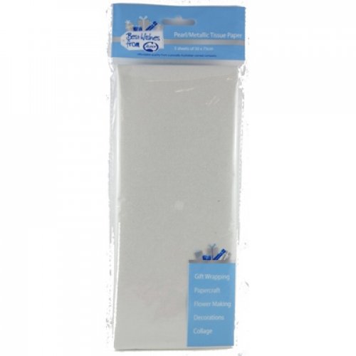 18gsm Tissue Paper 50cm x 75cm P5 Pearl Silver/White #465122