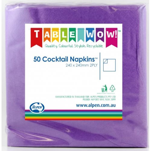Napkins COCKTAIL Purple 50pk #AP380085